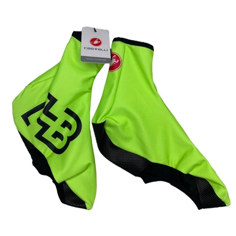 Castelli Mens Small Lycra Shoe Cover Cycling Fluorescent Green Neon NWT